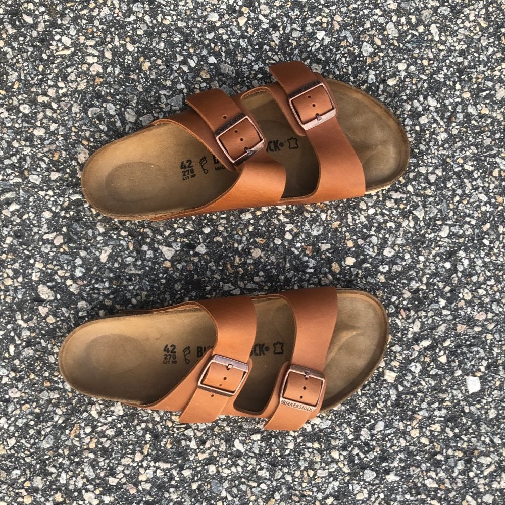 Men's Cognac Leather Arizona Birkenstock Size 42